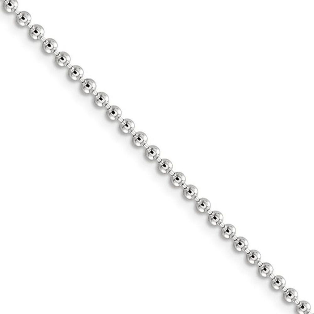 2.3mm Sterling Silver, Solid Beaded Chain Necklace, 30 Inch